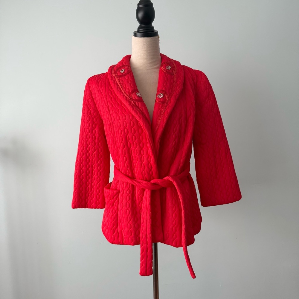 Vintage Rhapsody by Glazier Quilted Bed Jacket w/ Belt 💋✨